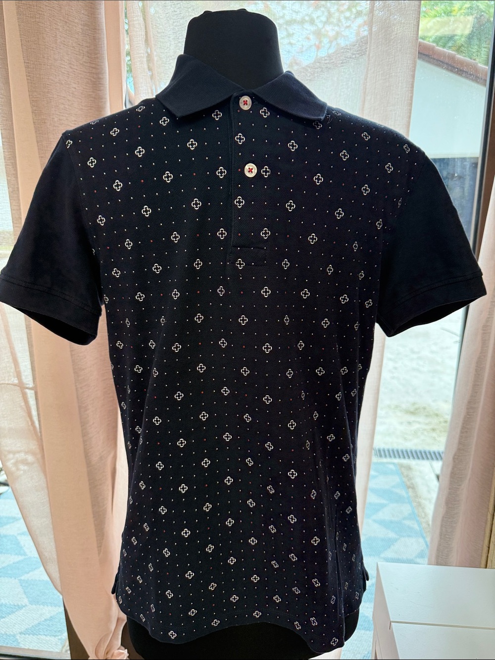Carolina Herrera Navy Patterned Polo Shirt